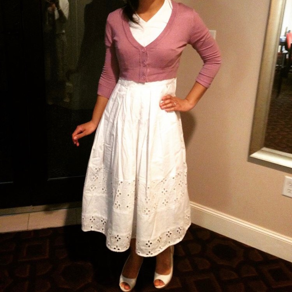 eShakti White Mid-calf cotton dress